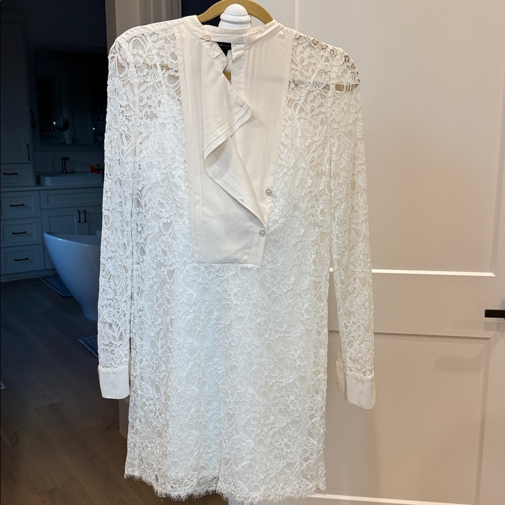 Elegant White Lace Dress with under dress